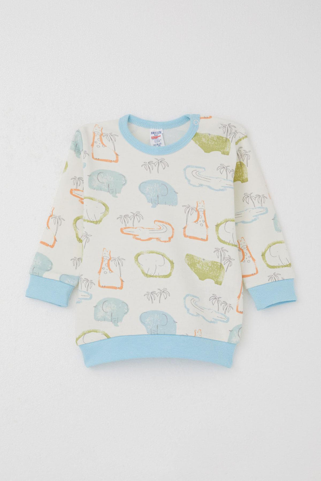 BRE Breeze Baby Boy Pajama Set Shoulder Buttoned Safari Themed Animal Patterned 4 Months Year, Beige - Sahuayo de Morelos