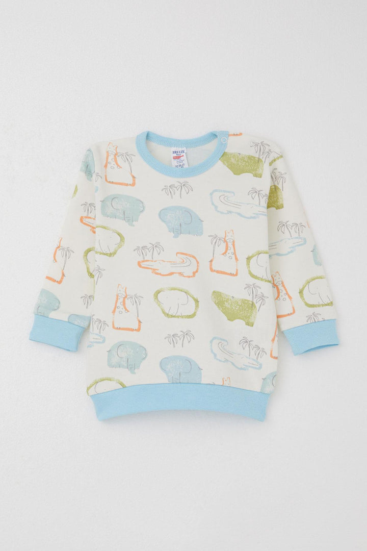 BRE Breeze Baby Boy Pajama Set Shoulder Buttoned Safari Themed Animal Patterned 4 Months Year, Beige - Sahuayo de Morelos
