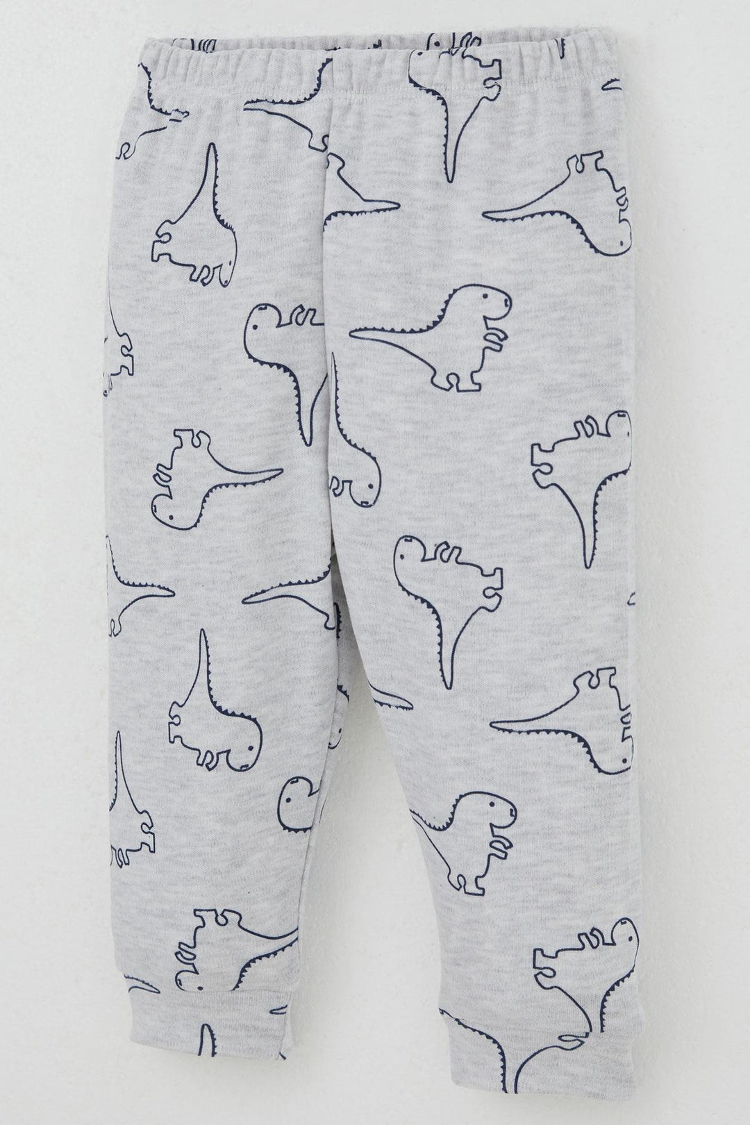 BRE Breeze Baby Boy Pajama Set with Shoulder Snap Cute Dinosaur Patterned 4 Months Year, Light Grey Melange - Heroica Caborca