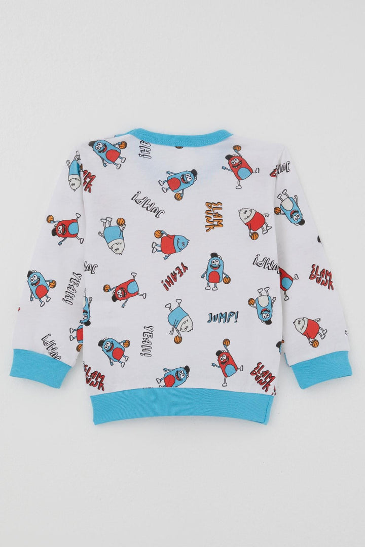 BRE Breeze Erkek Bebek Pijama Takımı Omuzdan Patlı Mini Basket Yıldızı 4 Ay Yaş, Beyaz - Red Deer