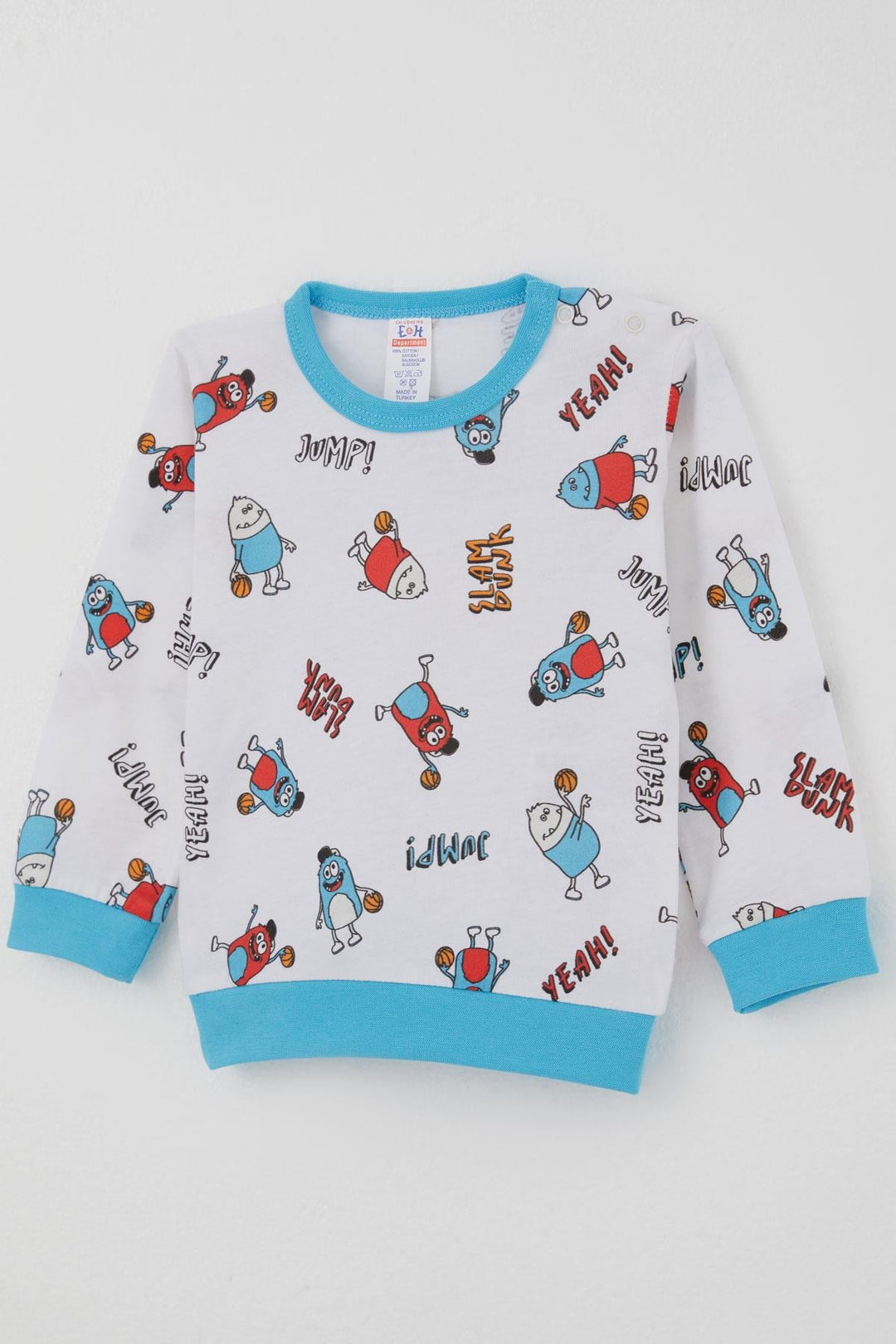 BRE Breeze Erkek Bebek Pijama Takımı Omuzdan Patlı Mini Basket Yıldızı 4 Ay Yaş, Beyaz - Red Deer