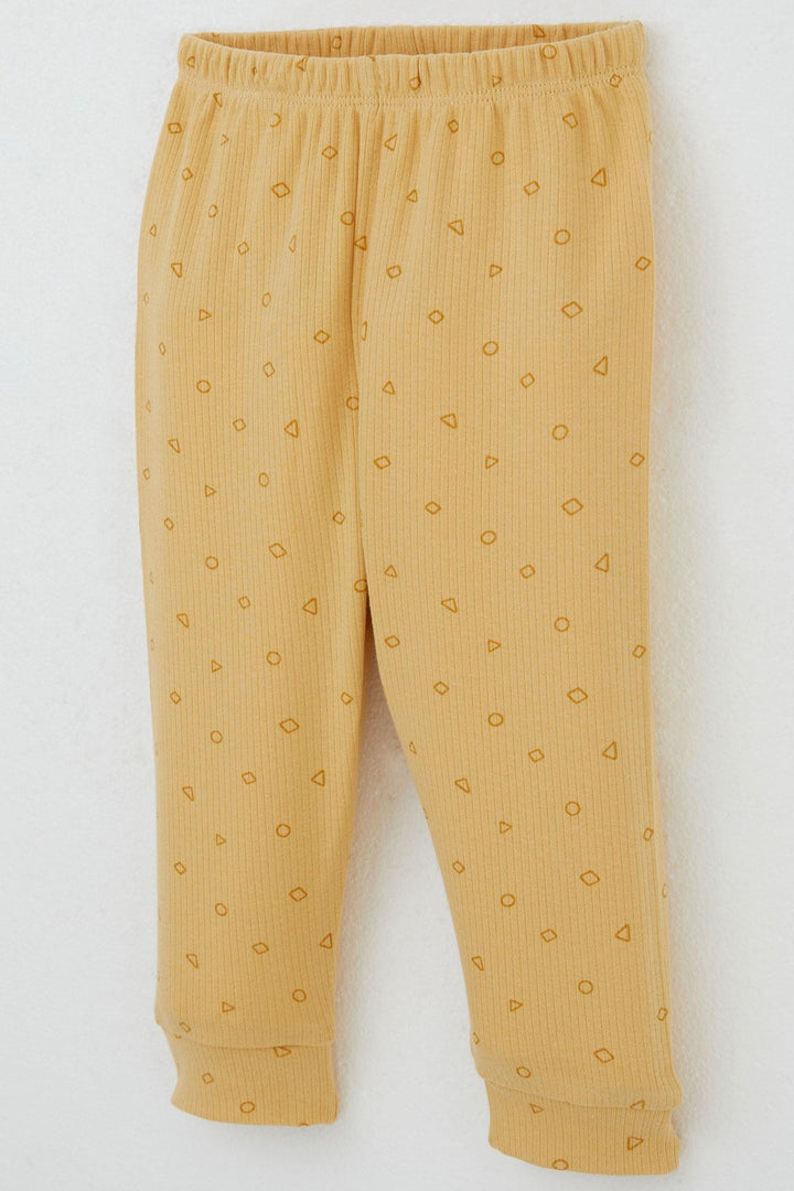 BRE Breeze Baby Boy Pyjama Set Shoulder Buttoned Mini Geometric Shapes 4 Months Year, Mustard Yellow - Antwerp