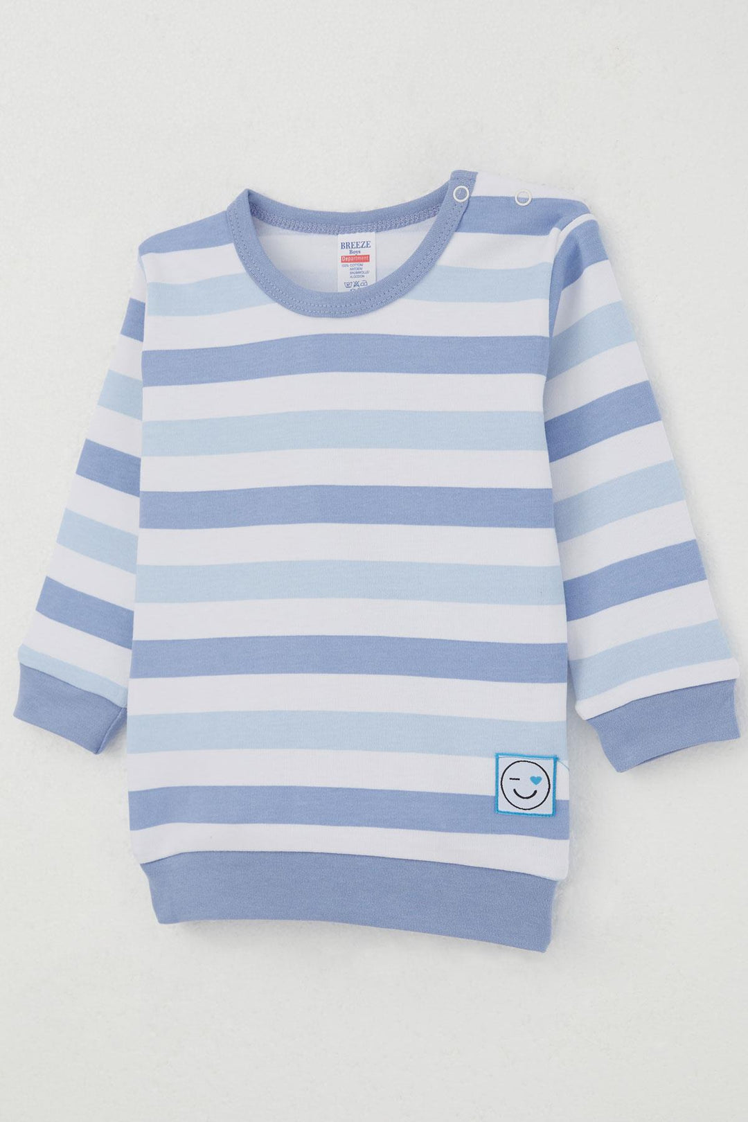 BRE Breeze Baby Boy Pajama Set Shoulder Button Love Themed Emoji Embroidered 4 Months Year, Mixed Color - Soest