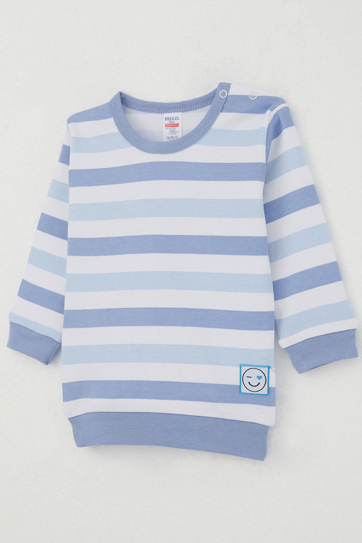 BRE Breeze Baby Boy Pajama Set Shoulder Button Love Themed Emoji Embroidered 4 Months Year, Mixed Color - Soest