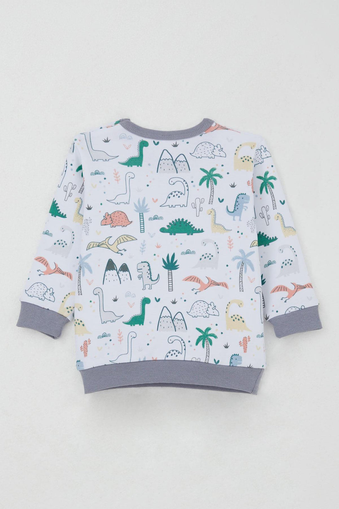 BRE Breeze Baby Boy Sweat Suit with Shoulder Snap Cute Dinosaurs Pattern 4 Months Year, White - Hounslow