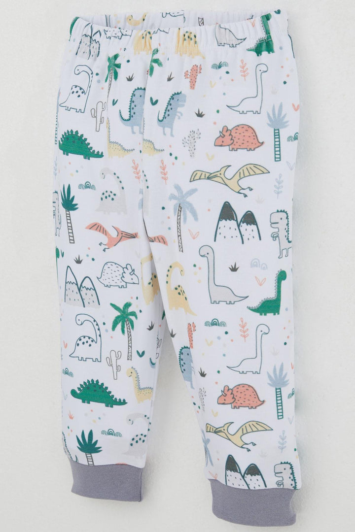 BRE Breeze Baby Boy Sweat Suit with Shoulder Snap Cute Dinosaurs Pattern 4 Months Year, White - Hounslow
