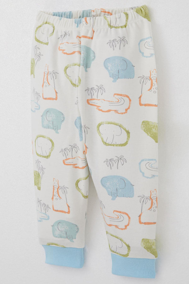 BRE Breeze Baby Boy Pajama Set Shoulder Buttoned Safari Themed Animal Patterned 4 Months Year, Beige - Sahuayo de Morelos
