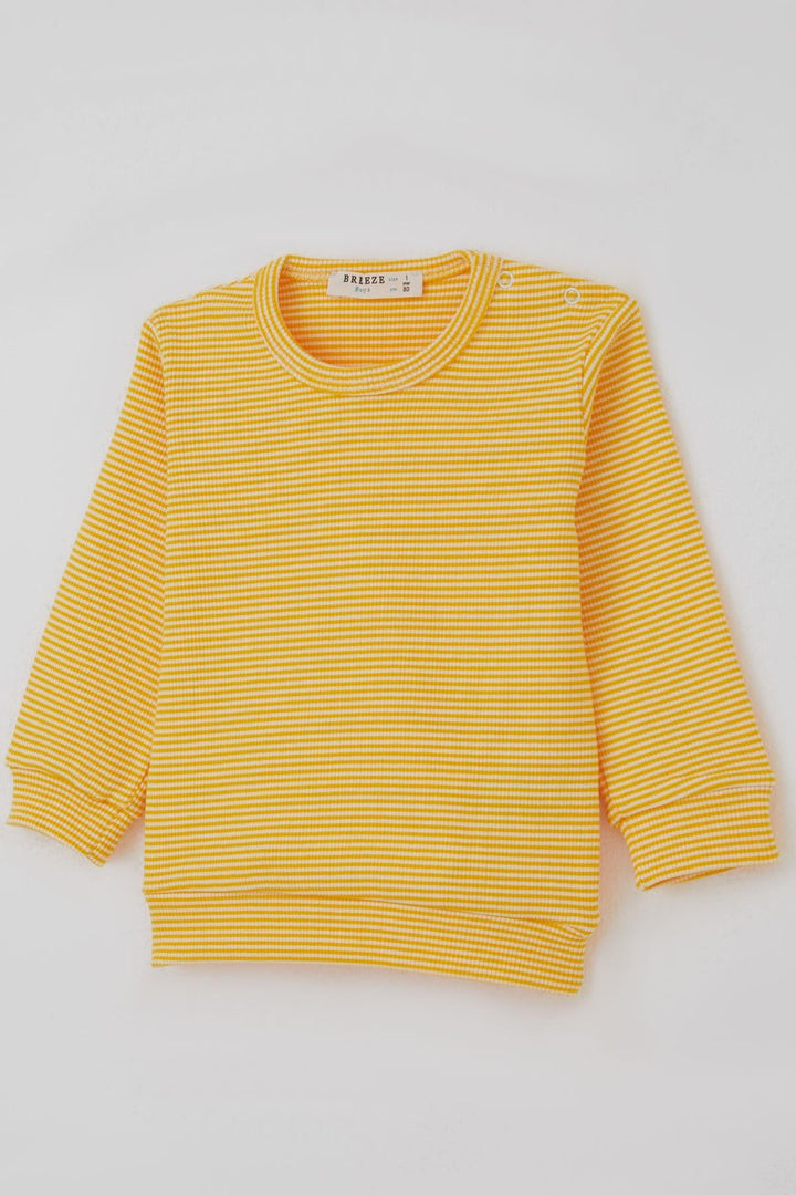 BRE Breeze Erkek Bebek Pijama Takımı Omuzdan Patlı Rib Çizgili 4 Ay Yaş, Sarı - Burton upon Trent