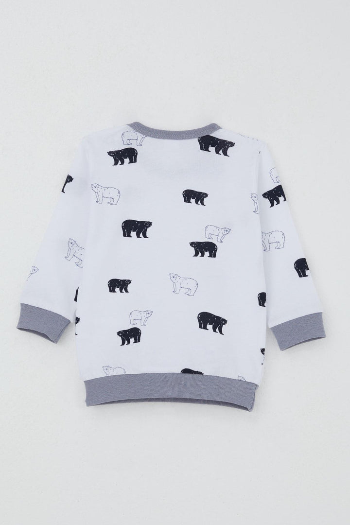 BRE Breeze Baby Boy Sweat Suit with Shoulder Snap Cute Polar Bear Patterned 4 Months Year, White - Alcamo