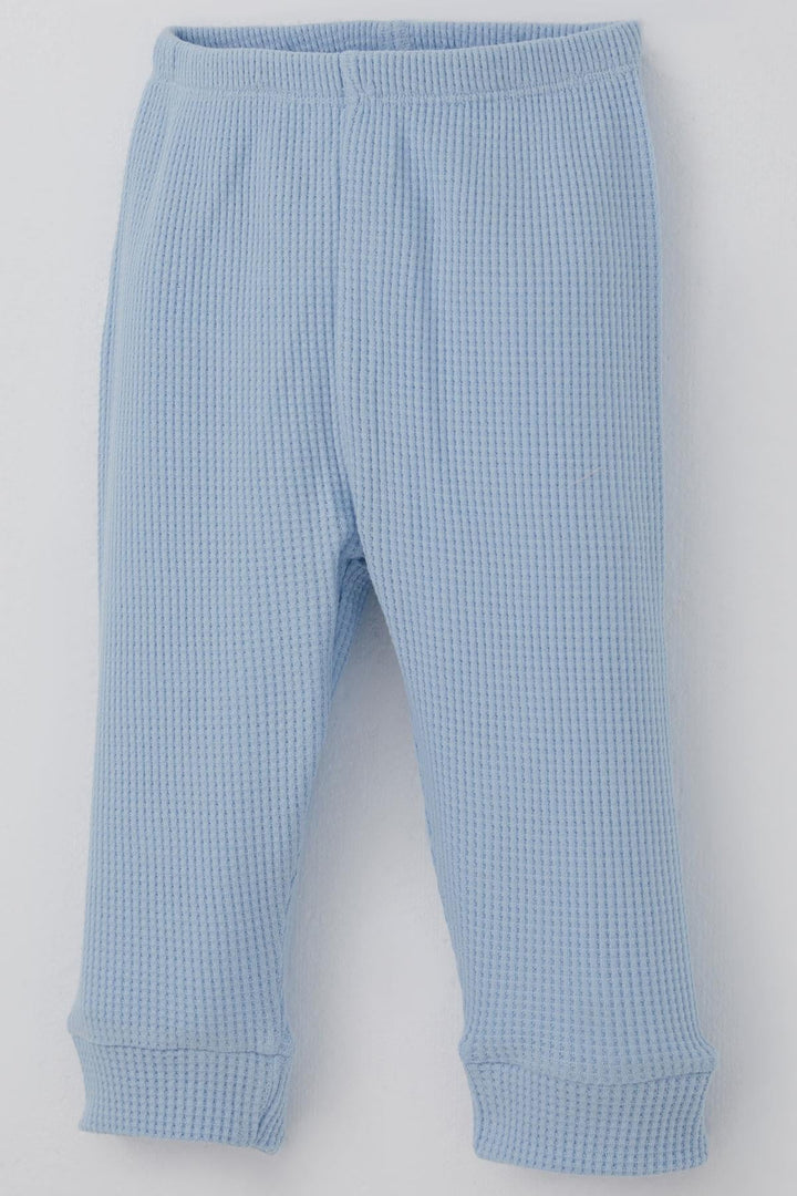 BRE Breeze Baby Boy Pyjama Set Shoulder Buttoned Kangaroo Pocket Smiley Face Embroidered 4 Months Year, Light Blue - Görlitz