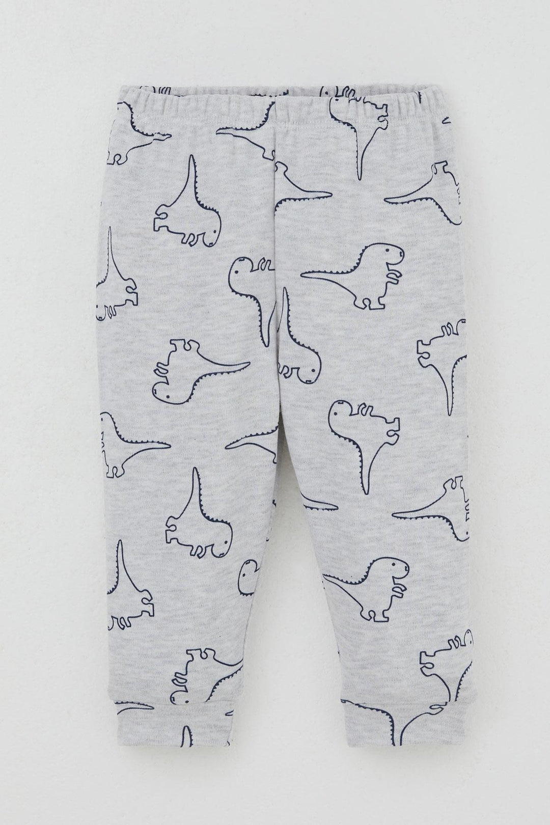 BRE Breeze Baby Boy Pajama Set with Shoulder Snap Cute Dinosaur Patterned 4 Months Year, Light Grey Melange - Heroica Caborca