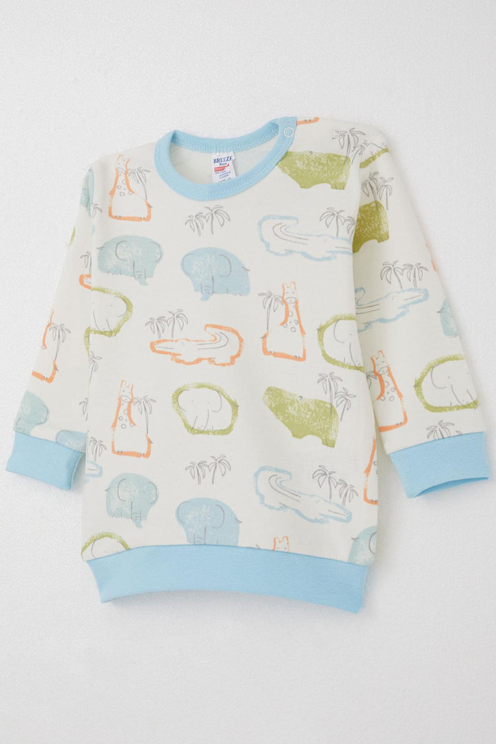 BRE Breeze Baby Boy Pajama Set Shoulder Buttoned Safari Themed Animal Patterned 4 Months Year, Beige - Sahuayo de Morelos