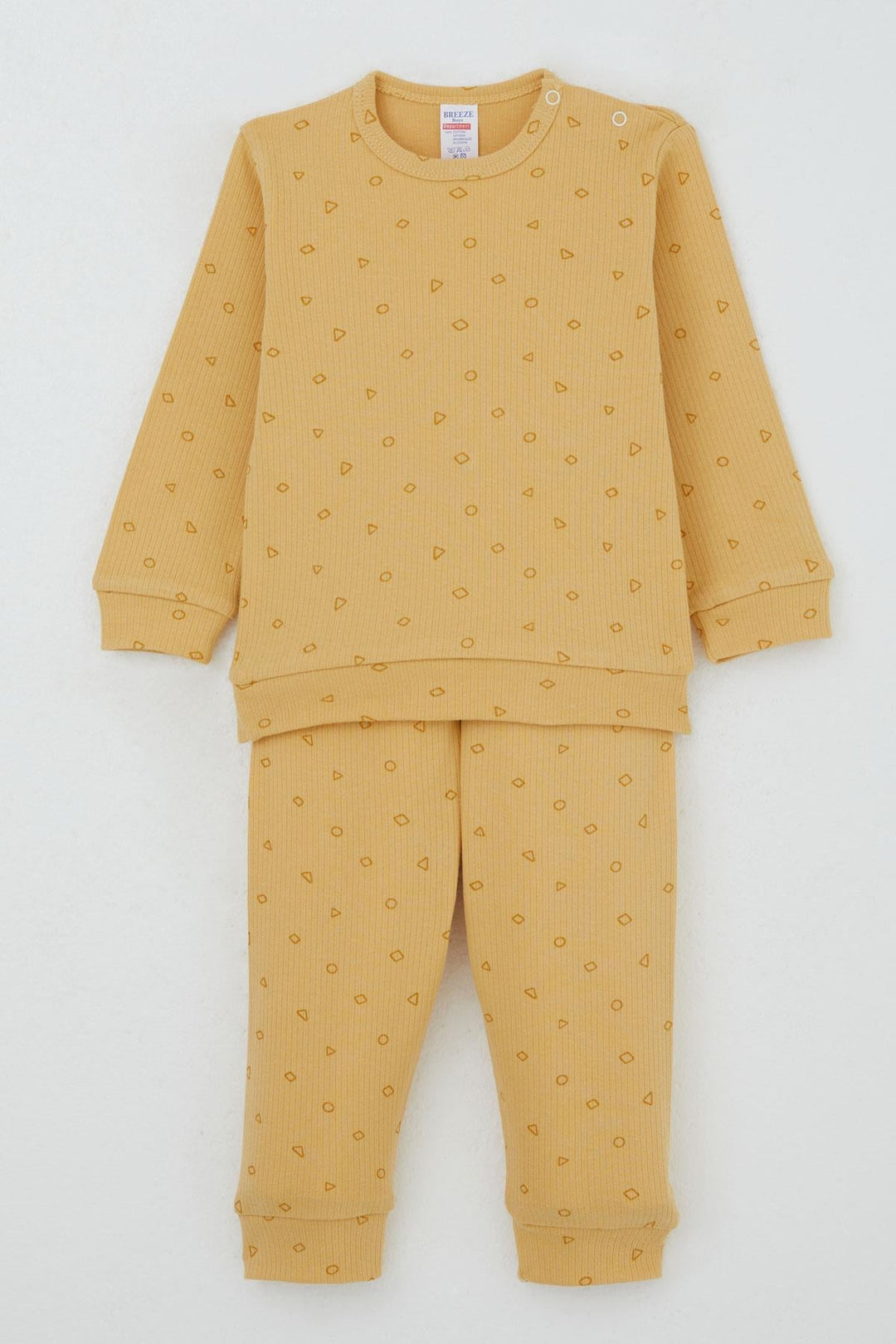 BRE Breeze Erkek Bebek Pijama Takımı Omuzdan Patlı Minik Geometrik Şekiller 4 Ay Yaş, Hardal Sarı - Sanlúcar de Barrameda
