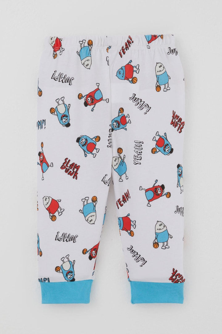 BRE Breeze Erkek Bebek Pijama Takımı Omuzdan Patlı Mini Basket Yıldızı 4 Ay Yaş, Beyaz - Red Deer