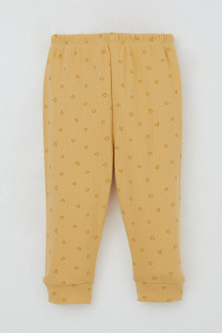 BRE Breeze Baby Boy Pyjama Set Shoulder Buttoned Mini Geometric Shapes 4 Months Year, Mustard Yellow - Antwerp