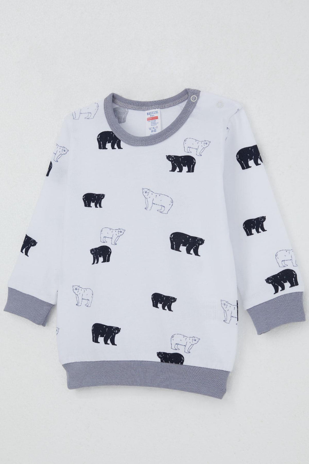 BRE Breeze Baby Boy Sweat Suit with Shoulder Snap Cute Polar Bear Patterned 4 Months Year, White - Alcamo