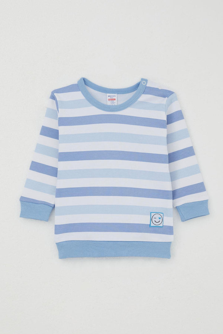BRE Breeze Baby Boy Pajama Set Shoulder Buttoned Love Themed Emoji Embroidered 4 Months Year, Mixed Color - Pittsburg