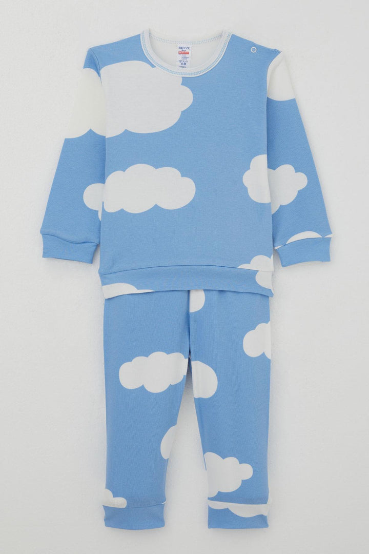 BRE Breeze Baby Boy Pajama Set with Cloud Pattern from Shoulder Snap, 4 Months Year, Blue - Ixtaczoquitlán