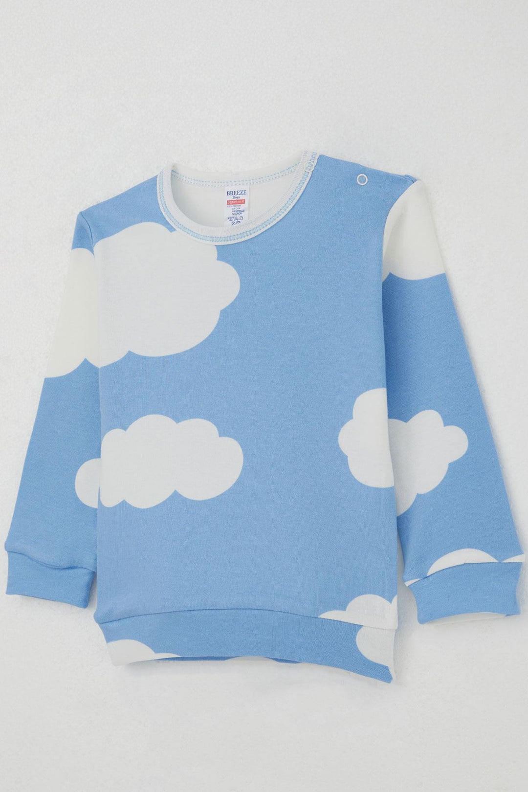 BRE Breeze Baby Boy Pajama Set with Cloud Pattern from Shoulder Snap, 4 Months Year, Blue - Ixtaczoquitlán