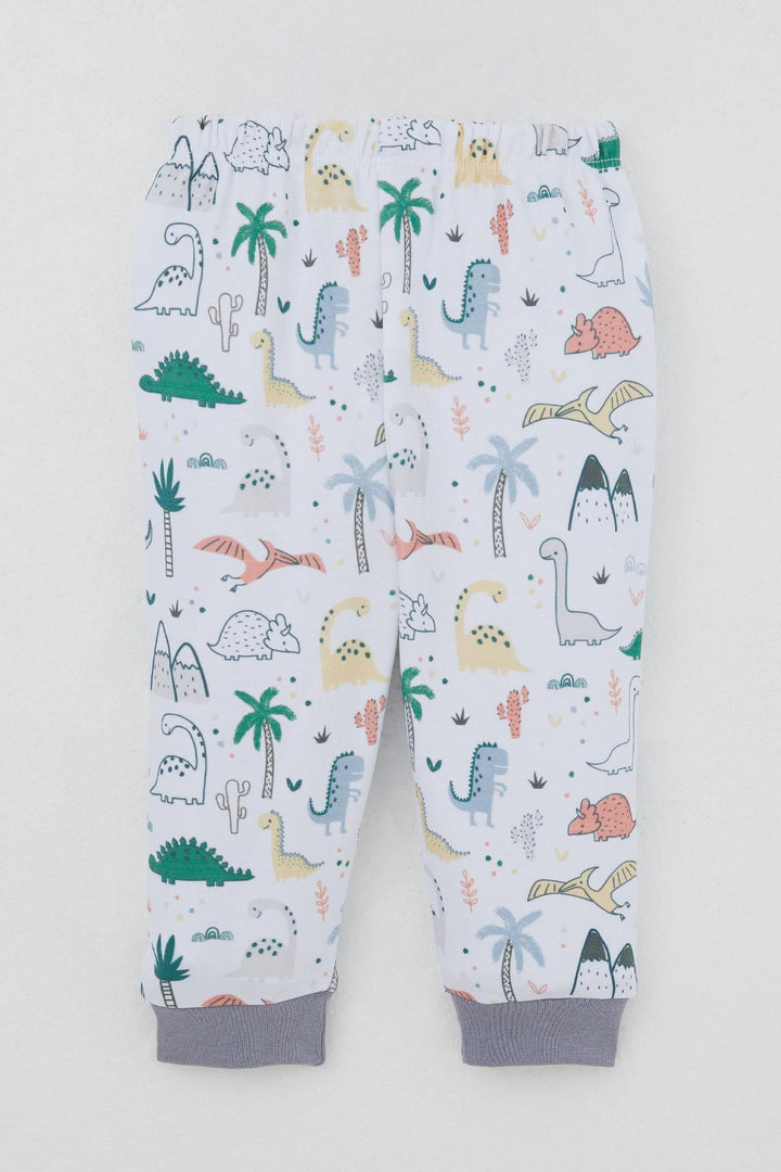 BRE Breeze Baby Boy Sweat Suit with Shoulder Snap Cute Dinosaurs Pattern 4 Months Year, White - Hounslow