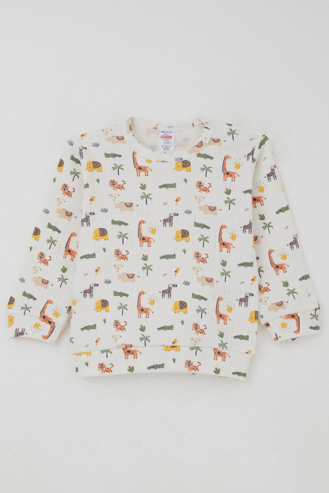 BRE Breeze Baby Boy Pyjama Set Shoulder Buttoned Baby Zoo 4 Months Year, Ecru - Hervey Bay