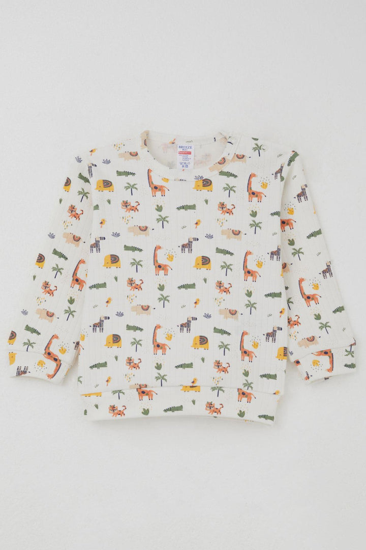 BRE Breeze Baby Boy Pyjama Set Shoulder Buttoned Baby Zoo 4 Months Year, Ecru - Hervey Bay