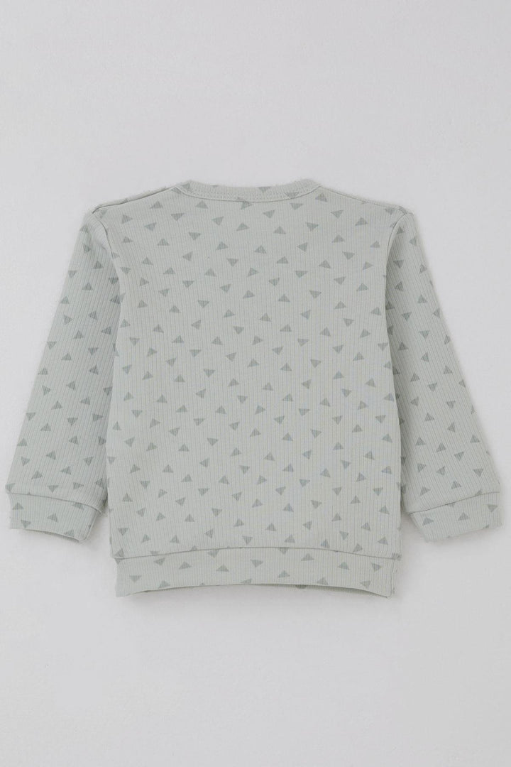 BRE Breeze Erkek Bebek Pijama Takımı Omuzdan Patlı Minik Üçgenler Desenli 4 Ay Yaş, Su Yeşili - Taylor