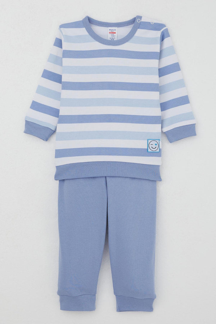 BRE Breeze Baby Boy Pajama Set Shoulder Button Love Themed Emoji Embroidered 4 Months Year, Mixed Color - Soest