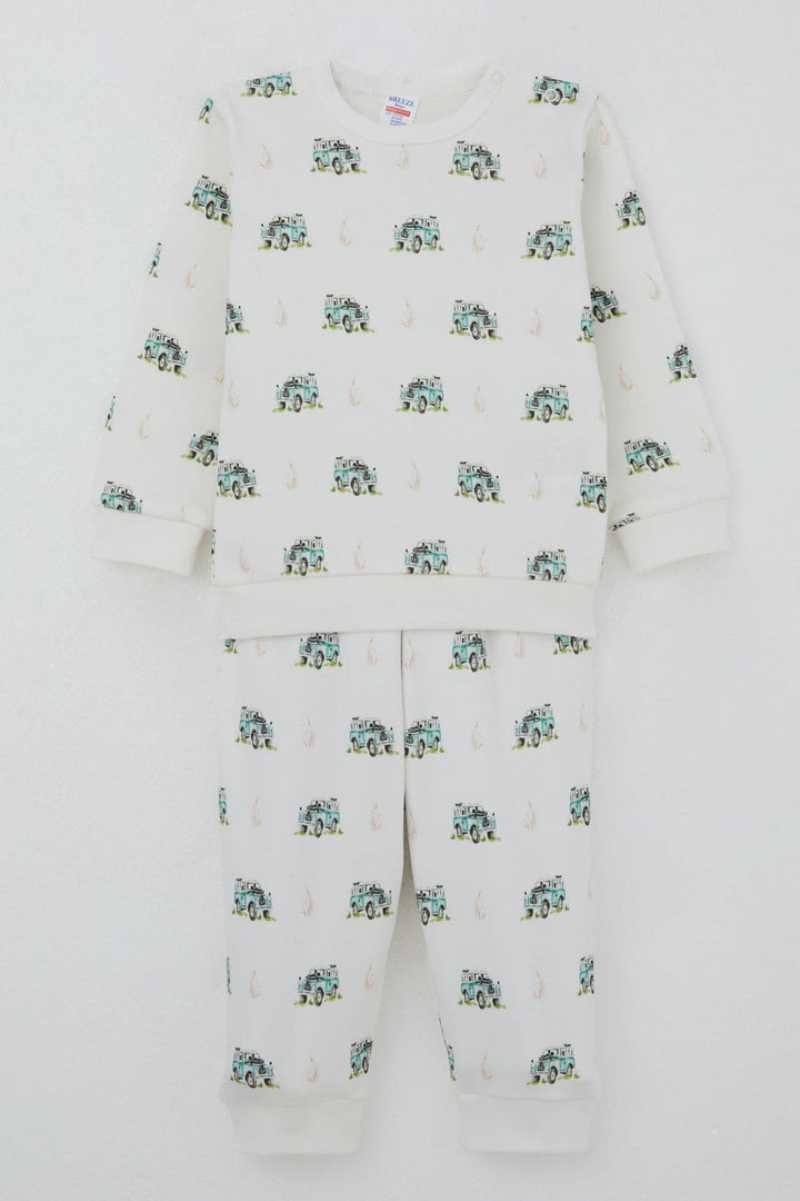 BRE Breeze Baby Boy Pajama Set Adventure Themed Little Explorer 4 Months Year, Beige - Lakewood