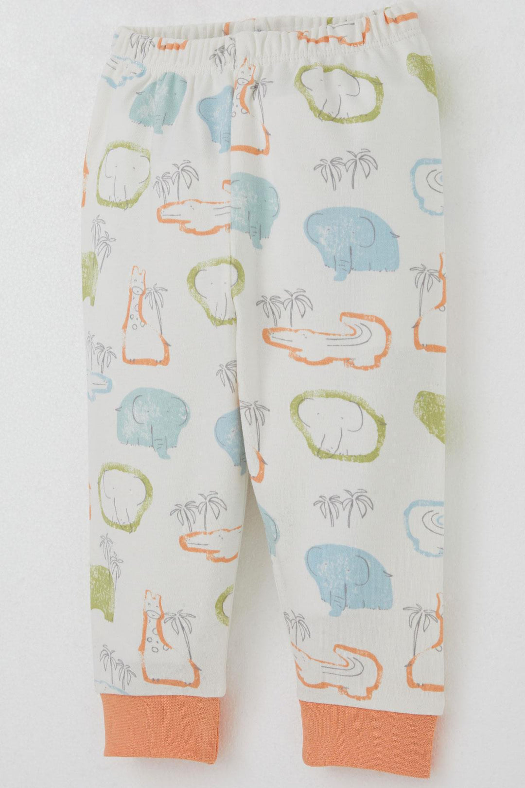 BRE Breeze Baby Boy Pajama Set Shoulder Buttoned Safari Themed Animal Patterned 4 Months Year, Beige - Golden Glades