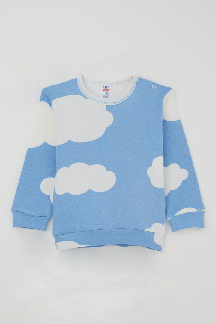 BRE Breeze Baby Boy Pajama Set with Cloud Pattern from Shoulder Snap, 4 Months Year, Blue - Ixtaczoquitlán