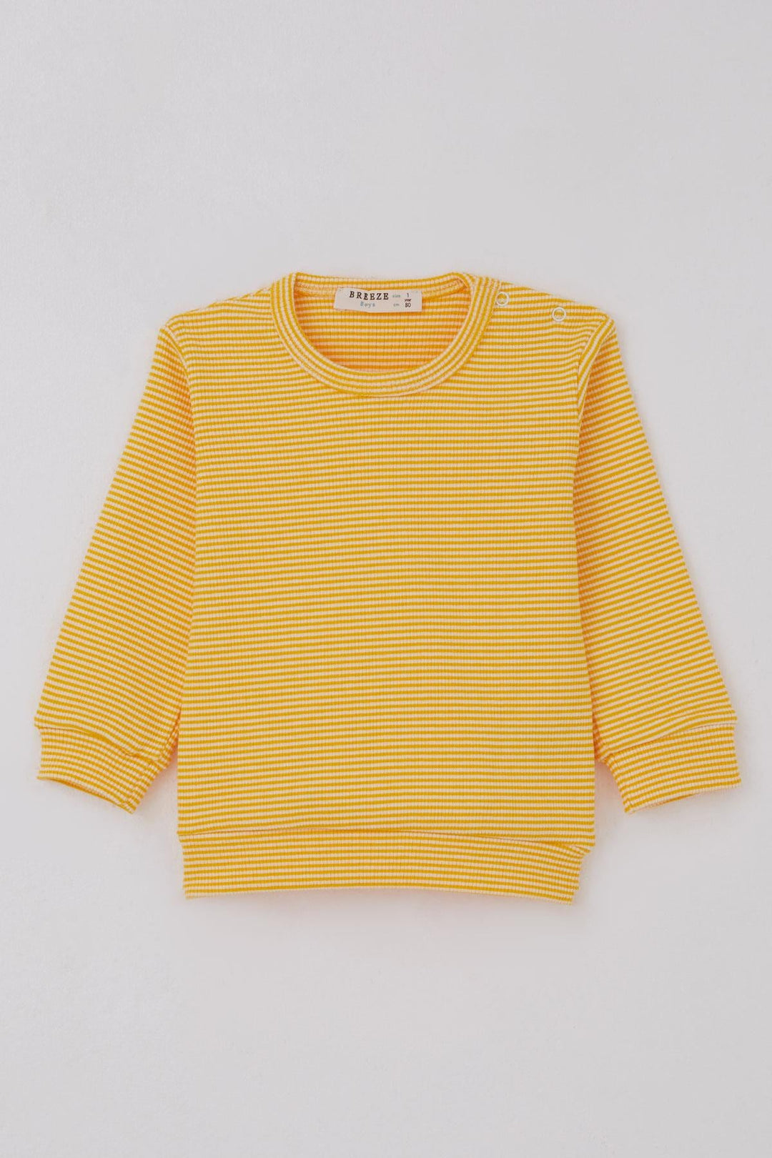 BRE Breeze Erkek Bebek Pijama Takımı Omuzdan Patlı Rib Çizgili 4 Ay Yaş, Sarı - Burton upon Trent