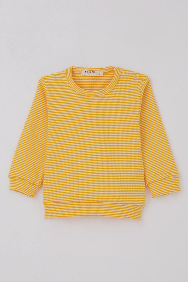 BRE Breeze Erkek Bebek Pijama Takımı Omuzdan Patlı Rib Çizgili 4 Ay Yaş, Sarı - Burton upon Trent