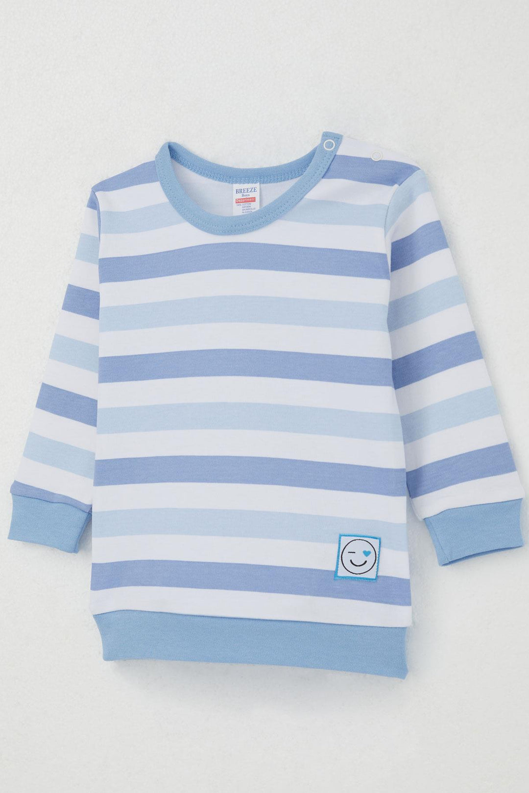 BRE Breeze Baby Boy Pajama Set Shoulder Buttoned Love Themed Emoji Embroidered 4 Months Year, Mixed Color - Pittsburg