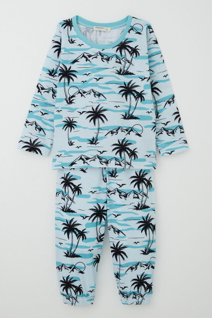 BRE Breeze Baby Boy Pajama Set Palm Tree Patterned 9 Months-3 Years, Light Blue - Tultitlán de Mariano Escobedo