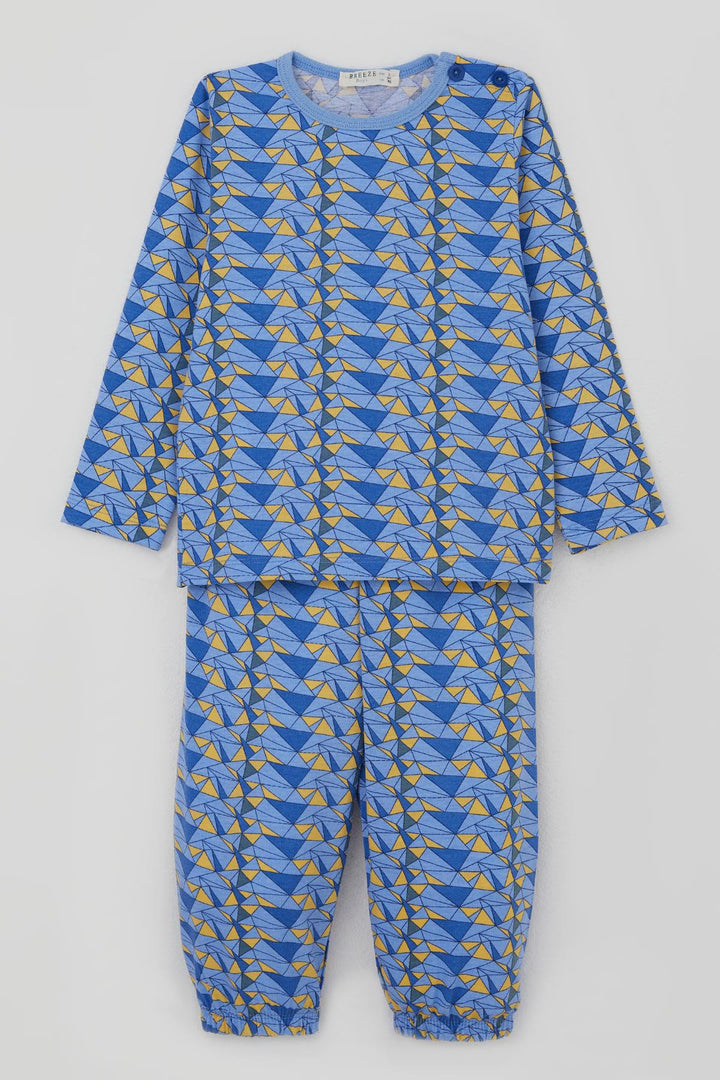BRE Breeze Baby Boy Pajama Set Color Triangle 9 Months-3 Years, Light Blue - Leith