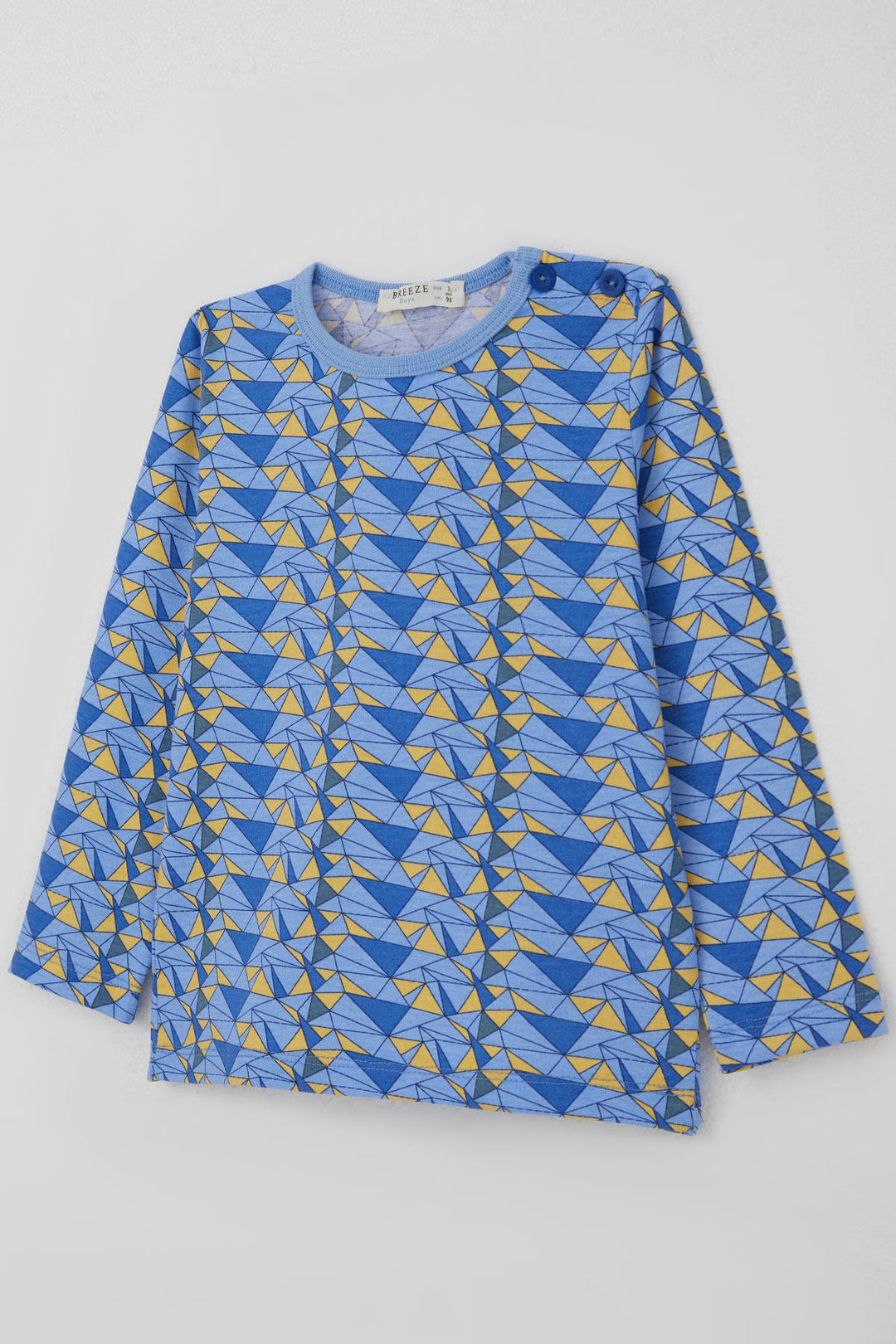 BRE Breeze Baby Boy Pajama Set Color Triangle 9 Months-3 Years, Light Blue - Leith