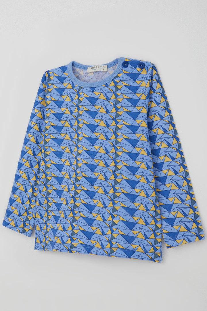 BRE Breeze Baby Boy Pajama Set Color Triangle 9 Months-3 Years, Light Blue - Leith