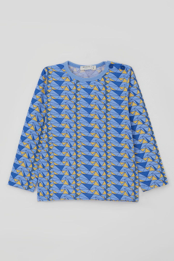BRE Breeze Baby Boy Pajama Set Color Triangle 9 Months-3 Years, Light Blue - Leith