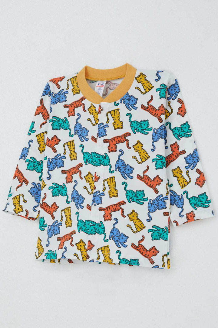 BRE Breeze Erkek Bebek Pijama Takımı Renkli Kedicik Desenli 4 Ay Yaş, Beyaz - Minden