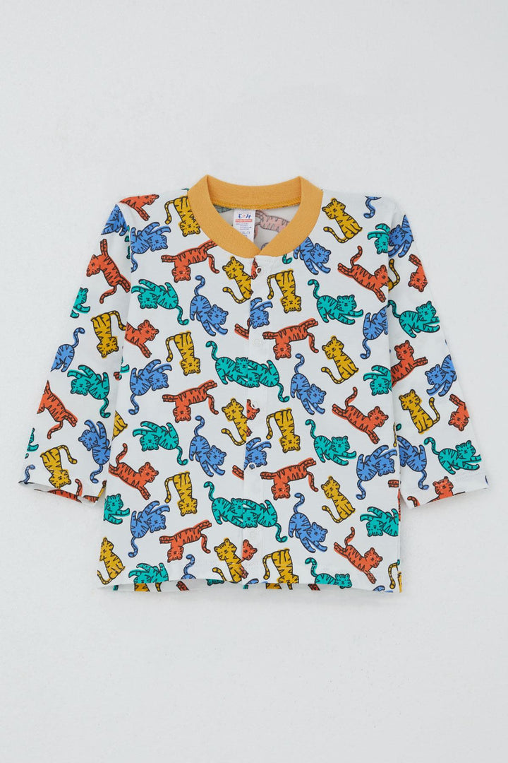 BRE Breeze Erkek Bebek Pijama Takımı Renkli Kedicik Desenli 4 Ay Yaş, Beyaz - Minden