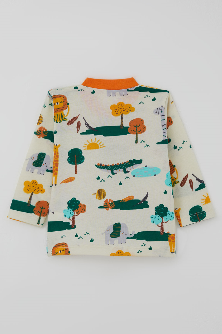 BRE Breeze Erkek Bebek Pijama Takımı Safari Temalı Sevimli Hayvancıklar Desenli Önden Çıtçıtlı 4 Ay Yaş, Sarı - Mineral de la Reforma