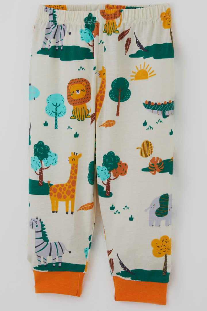 BRE Breeze Erkek Bebek Pijama Takımı Safari Temalı Sevimli Hayvancıklar Desenli Önden Çıtçıtlı 4 Ay Yaş, Sarı - Mineral de la Reforma