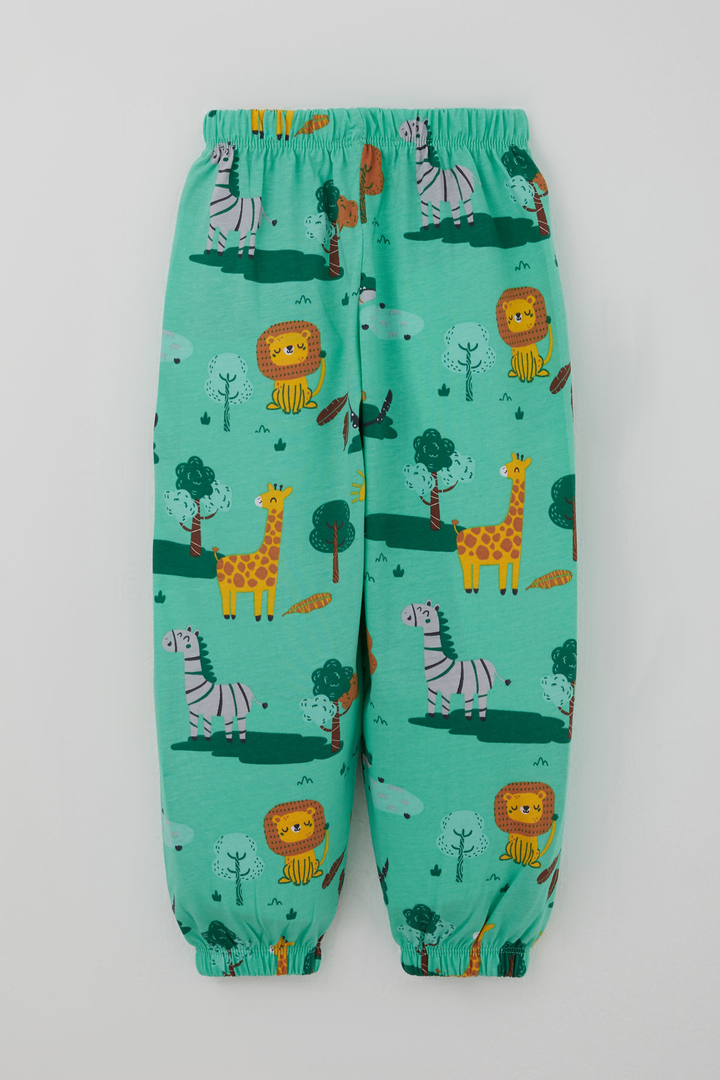 BRE Breeze Erkek Bebek Pijama Takımı Safari Temalı Sevimli Hayvancıklar Desenli 9 Ay - 3 Yaş , Yeşil - Ogden