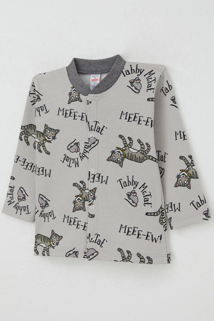 BRE Breeze Erkek Bebek Pijama Takımı Sevimli Kedi Ve Farecik Desenli 0 Yaş, Gri - San Dimas