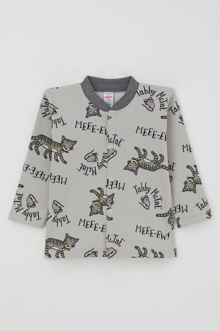 BRE Breeze Erkek Bebek Pijama Takımı Sevimli Kedi Ve Farecik Desenli 0 Yaş, Gri - San Dimas