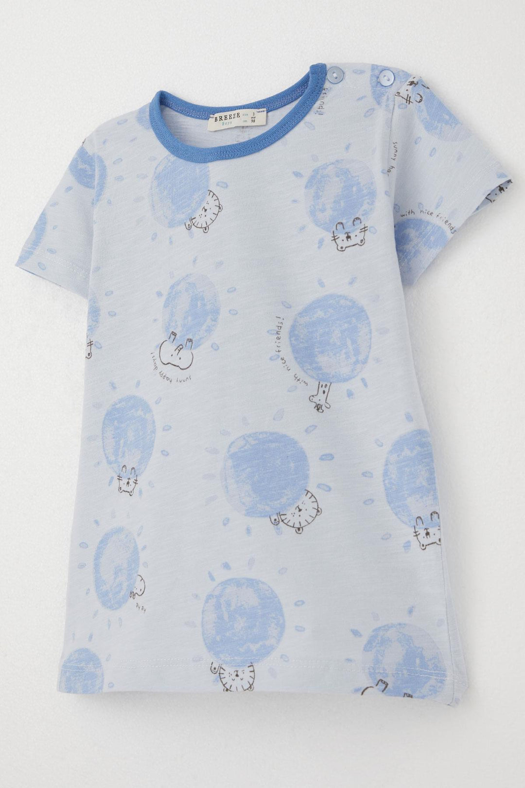 BRE Breeze Baby Boy Pajama Set Cute Animal World Friendship Themed 9 Months-3 Years, Light Blue - Villa del Carbón
