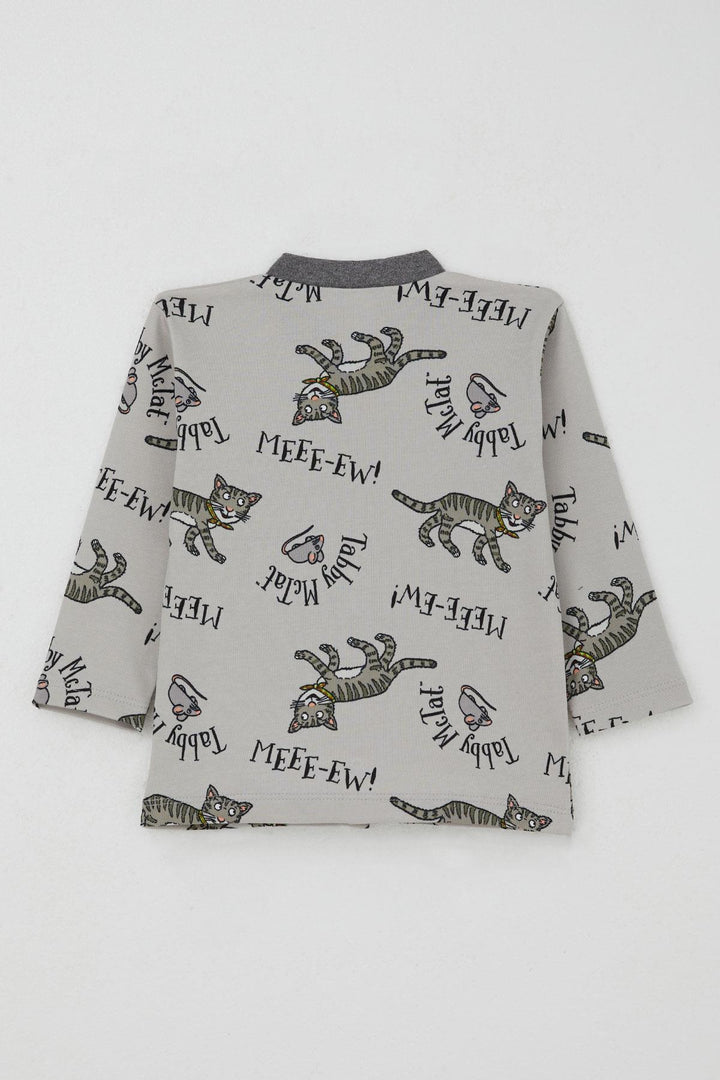 BRE Breeze Erkek Bebek Pijama Takımı Sevimli Kedi Ve Farecik Desenli 0 Yaş, Gri - San Dimas