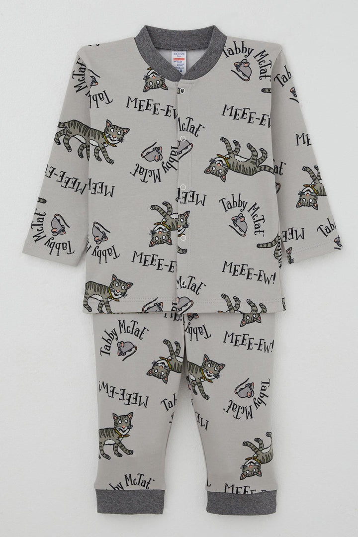 BRE Breeze Erkek Bebek Pijama Takımı Sevimli Kedi Ve Farecik Desenli 0 Yaş, Gri - San Dimas