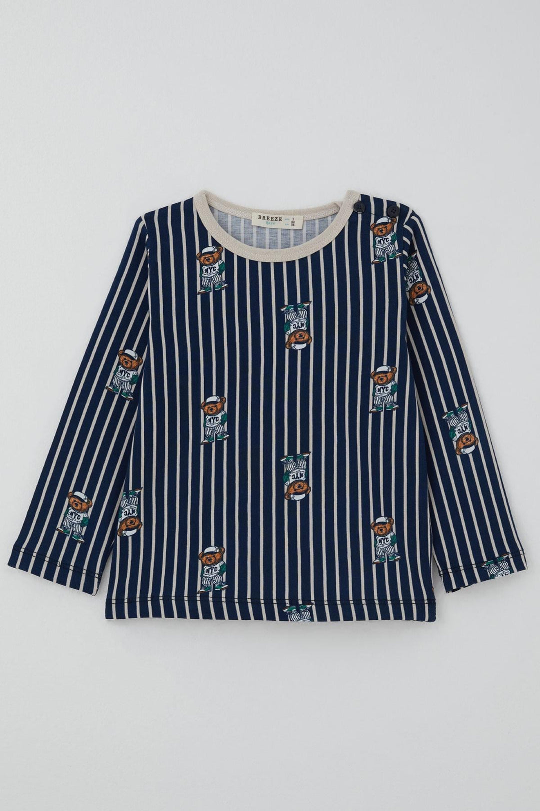 BRE Breeze Erkek Bebek Pijama Takımı Sevimli Ayıcık Figürlü 9 Ay-3 Yaş, Lacivert - Cuenca